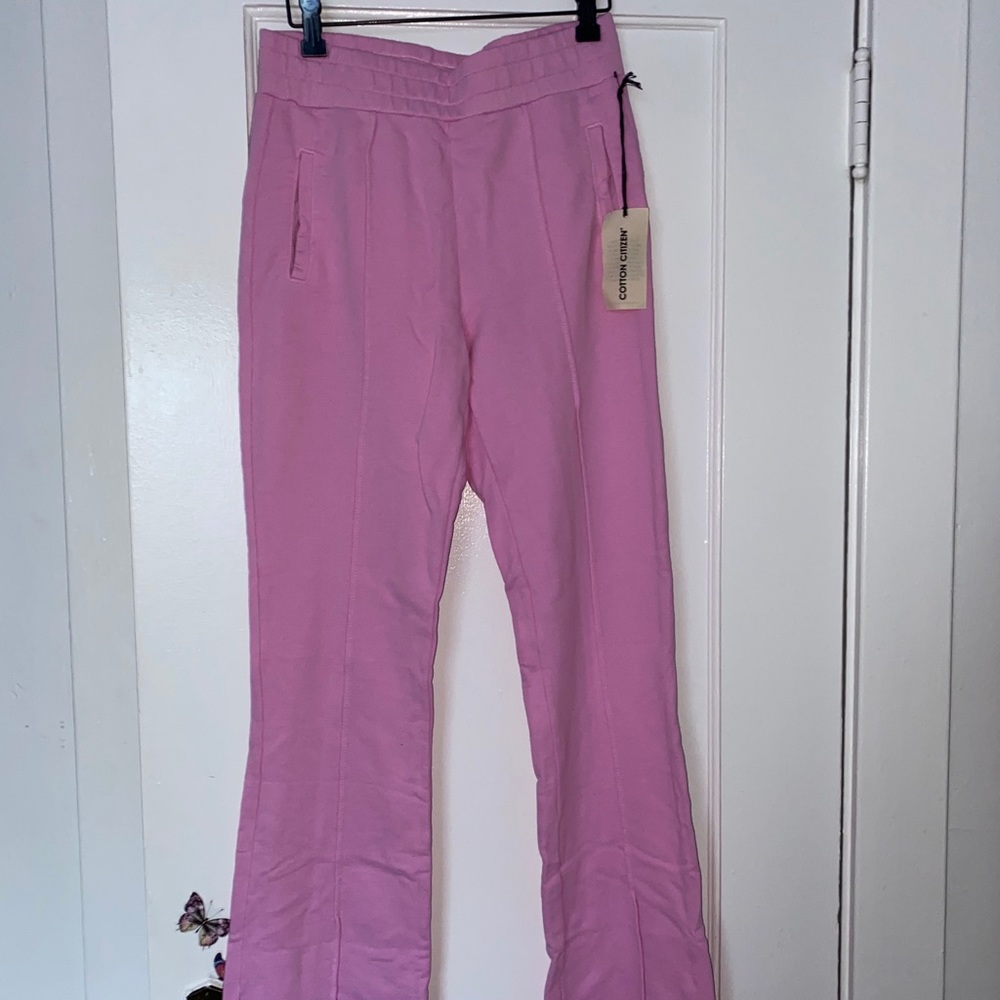 Cotton Citizen pink flare sweatpants
